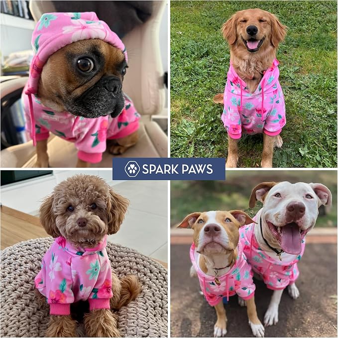 Spark Paws Dog Hoodie – Premium Dog Sweater for Small, Medium, and Large Dogs | Warm Outfits for French Bulldogs, Pitbull, Puppy, Winter Jacket Alternative - Blossom - 3XL