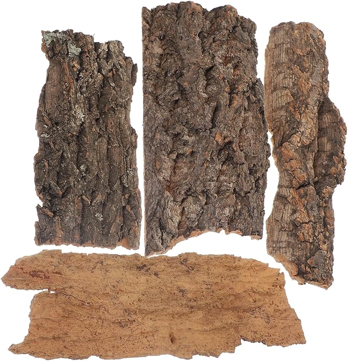 IMIKEYA 4Pcs Reptile Tree Bark Reptile Hides: Natural Wood Cork Bark Gecko Hide Small Climbing Barks Terrarium Decor Lizard Geckos Tortoise Birdcage Tank Accessories Water Tube Landscaping