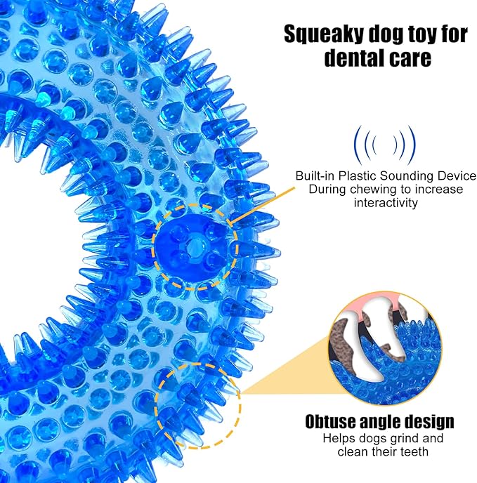 Andiker Squeaky Dog Toy, Safe TPR Chewable Dog Toys for Teeth Grinding&Cleaning Dog Fetch Toys for Enhancing Interactivity Outdoor Suitable for All Dog Sizes Puppy’s Gifts and Dog Lovers (Small)