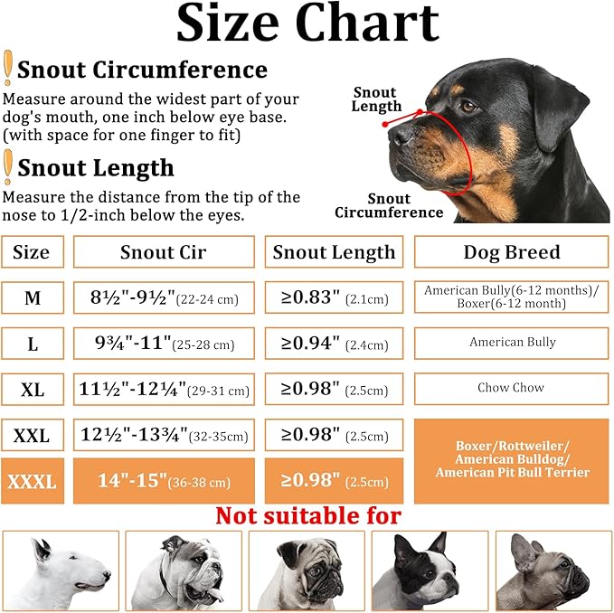 Mayerzon Pitbull Muzzle, Soft Muzzle for American Bully Bulldog Boxers Rottweilers, Anti Fierce Barking Biting Chewing Mouth Guard for Medium Large Short Snout Dogs in Grooming Walking Vet Visits