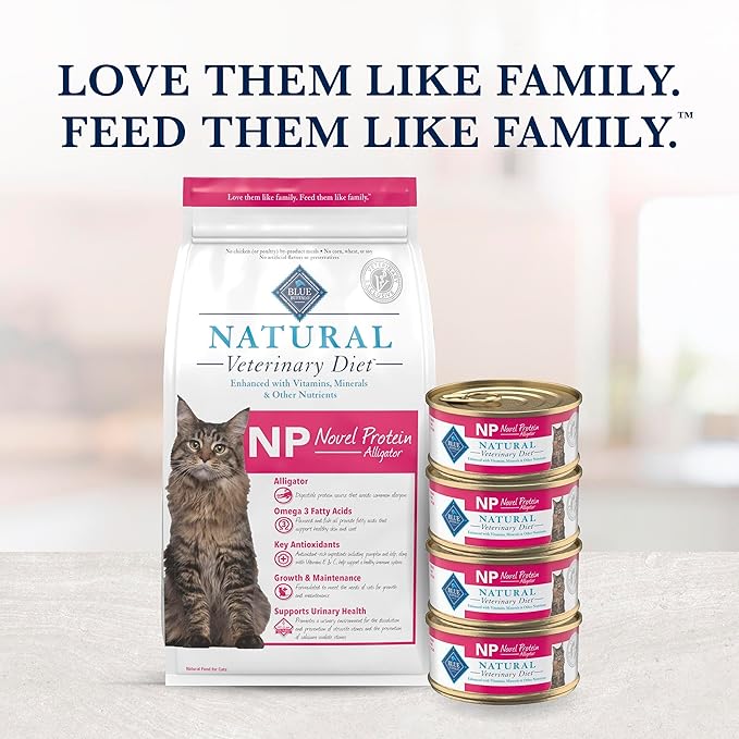 Blue Buffalo Natural Veterinary Diet NP Novel Protein Wet Cat Food, Alligator 5.5-oz cans (Pack of 24)