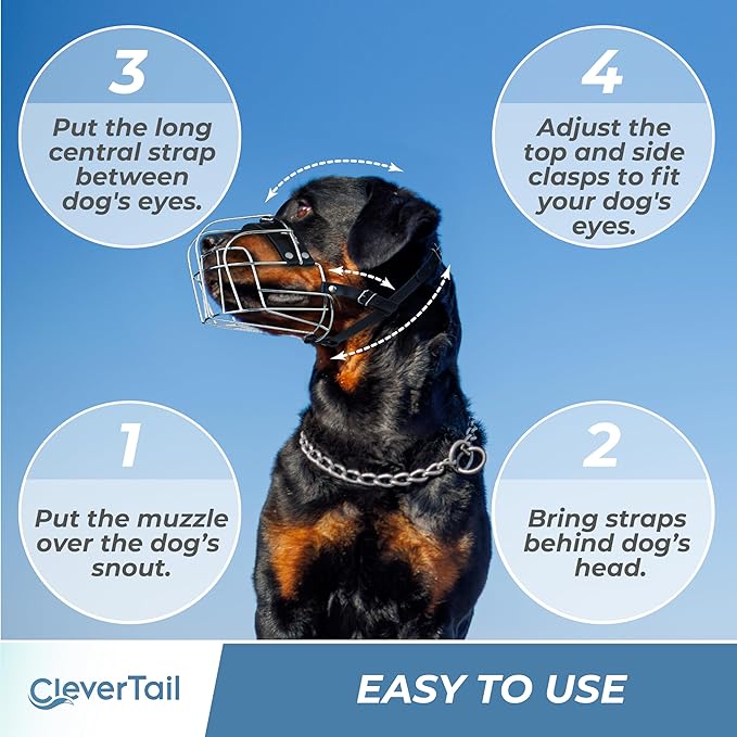 Dog Metal Muzzle for Large Sized Dogs – Heavy Duty Rottweiler Muzzle – Large Basket Dog Muzzle for Barking and Biting Cane Corso, Mastiff, Labrador, Bulldog, Alabai and Other Big Breeds