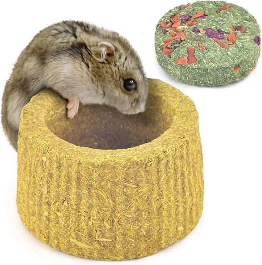 ERKOON 100% Edible Premium Timothy Hay Chew A Bowl for Rabbits, Chinchilla Treats, Chew Toys for Teeth Guinea Pigs and Mice (Pumpkin)