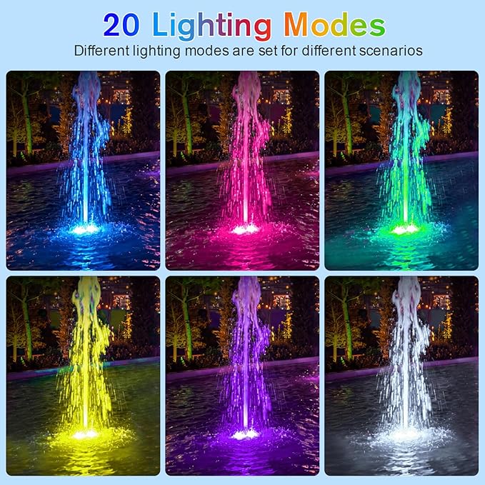 POPOSOAP 6-Head RGB Underwater Pond Lights, IP68 Waterproof LED Lights with Remote Control, Timer & Memory Function Fountain Lights for Pond Fountain Waterfall Aquarium Pool Outdoor Decoration
