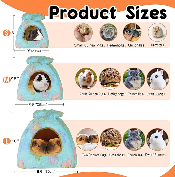 Guinea Pig Bed, Guinea Pig Warm Hideout House Accessories Cozy Bed for Small Animals Hamsters Chinchillas Dwarf Bunnies Hedgehogs. L, Green