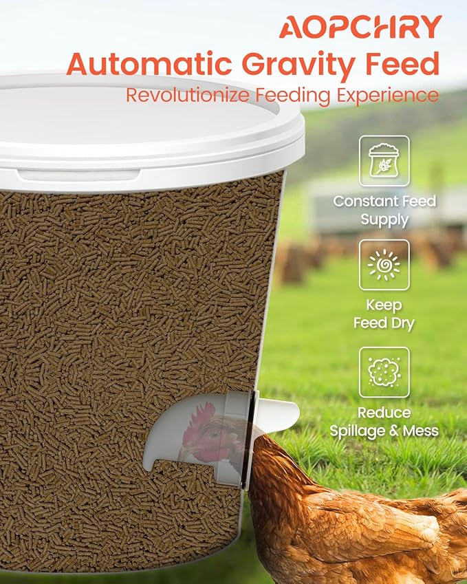 [8 Pack] Aopchry Automatic Chicken Feeder (White), Chicken Feeders No Waste Feed, Egg Shaped Thickened Design, Rain-Proof, Suitable for Various Poultry, with Mounting Hole Opener