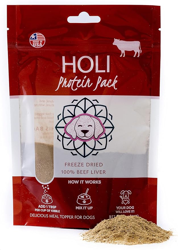 HOLI Beef Liver Powder Dog Food Topper – Freeze Dried Beef Liver Dog Topper for Dry Food – Single Ingredient, Human-Grade Meal Topper for Picky Dogs – Grain Free & All Natural - 8oz