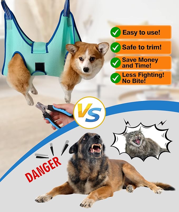 Kkiimatt Dog Grooming Hammock,Medium - Large Hanging Harness Holder for Nail Clipping,Nail Trimming Hammock for Pet,Grooming Sling Hanger Restraint for Claw Care