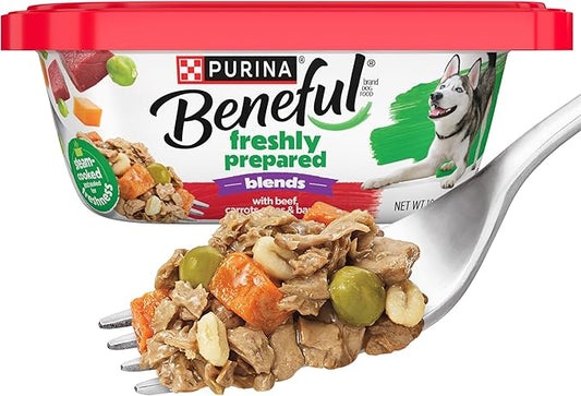 Purina Beneful Freshly Prepared Blends Wet Dog Food With Beef, Carrots, Peas, and Barley - (Pack of 8) 10 oz. Tubs
