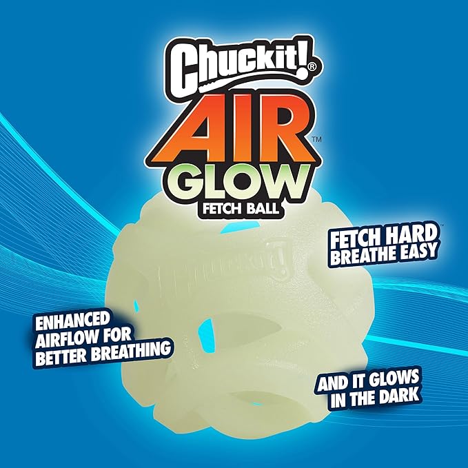 Chuckit! Air Glow Fetch Ball Dog Toy, Medium (2.5 Inch) Pack of 1, for Breeds 20-60 lbs