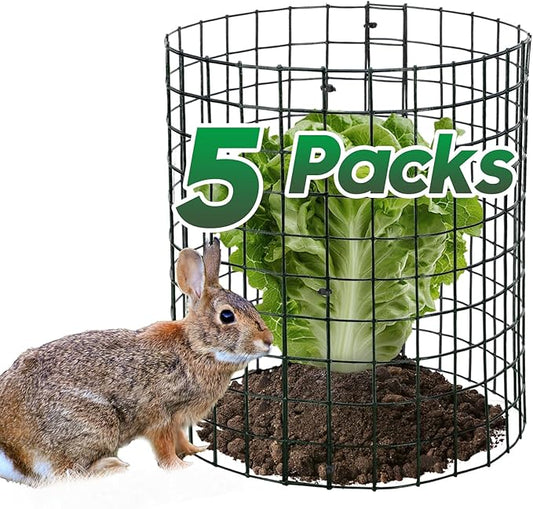 Alphatool 5 Packs Plant Protectors from Animals - 15pcs 17''L*12''H Easy to Bend Chicken Wire Nets Plant Cages Covers for Rabbits Squirrels Deers, Garden Bunny Barricades with Ties, Stakes, Gloves