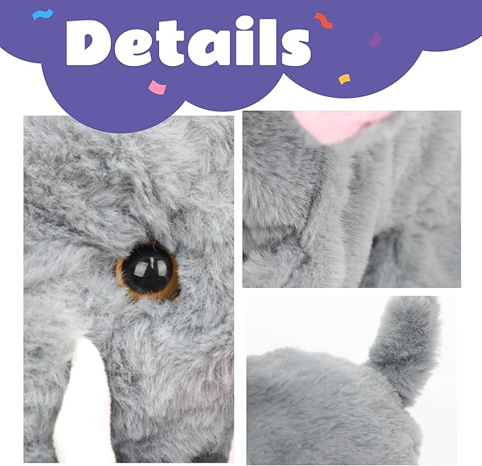 Walking Elephant Stuffed Animal Speaking Roar Plush Electric Interactive Animated Plushies Toy for Girls Boys Birthday