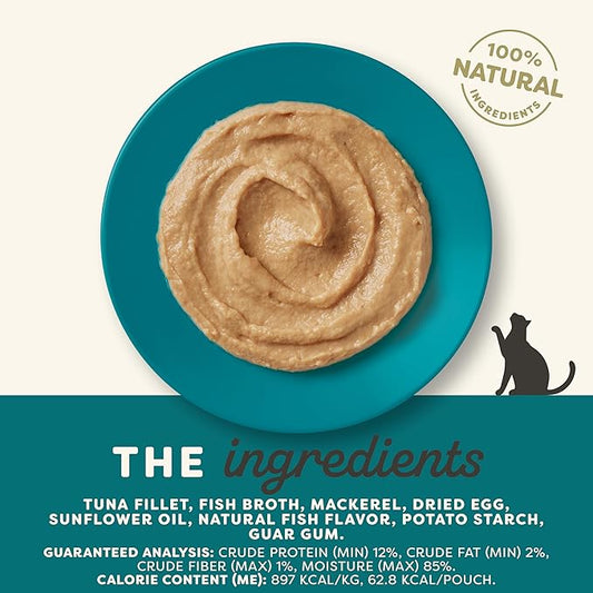 Applaws Natural Wet Cat Food in Mousse, Limited and Natural Ingredients, Grain-Free, High Protein with No Artificial Additives, Tuna Fillet & Mackerel (12 x 2.47oz Pouches)