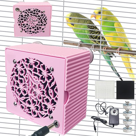 Bird Dust Vacuum,Acuum Cleaners for Pet Birds Feathers,Adjustable Wind Speed,Bird Cage Accessories for Conure Cockatiel Budgies Lovebird Parrotlet. (Pink)