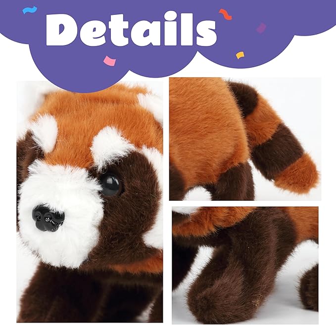 Walking Red Panda Stuffed Animal Speaking Roar Plush Electric Interactive Animated Plushies Toy for Girls Boys Birthday