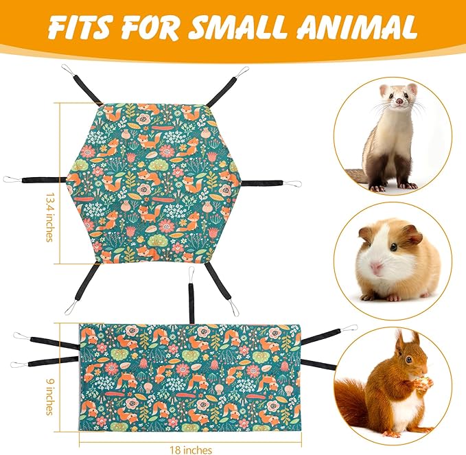 ondware 2 Pack Ferret Hammock and Tunnel Set, Soft Ferret Toys, Washable Rat Cage Accessories for Hamster Sugar Glider Squirrel
