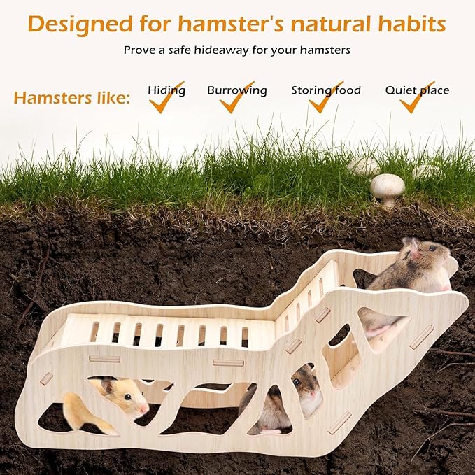 3-Piece Set Hamster Platform Play Wooden for Dwarf Syrian Hamsters Gerbils Mice or Other Small Pets