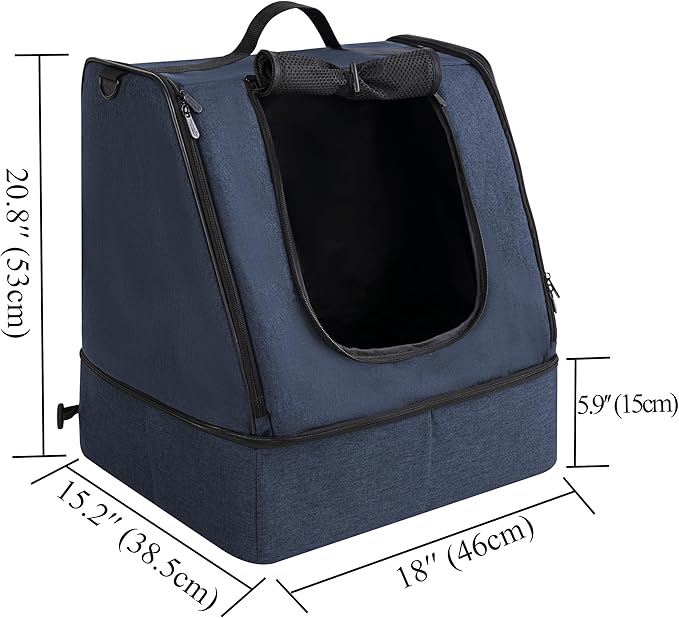 apollo walker Portable Cat Travel Litter Box with Zipped Waterproof Bag,No Collapse with Hard Base Insert at Bottom, No Leakage, No Smell, Easy to Carry, Easy to Use in Hotels, Car Blue