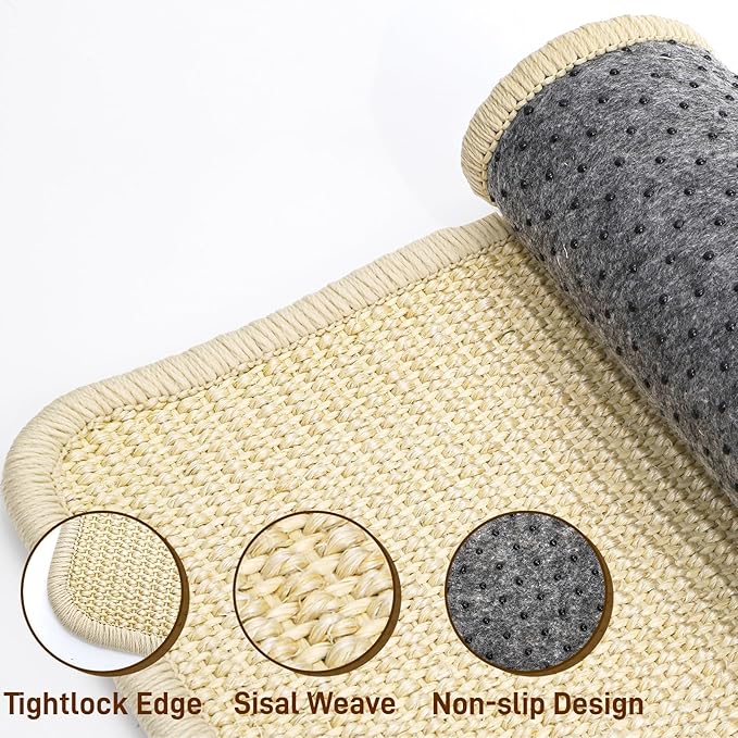 Pumtus 4 Pcs Rabbit Scratch Mat, 16 x 12 in Natural Sisal Bunny Scratching Pad, Rabbit Claws Teeth Care Resting Rug, Animal Chew Toy Forage Cage Accessories for Grinding, Biting, Sleeping, Nesting