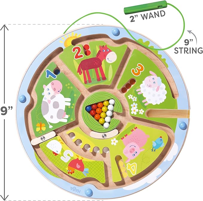 HABA Busy Board for Toddlers 2-4: Number Maze Magnetic Puzzle Game - Toddler Travel Toys for Preschoolers, STEM Toy Encourages Color Recognition, Fine Motor & Counting