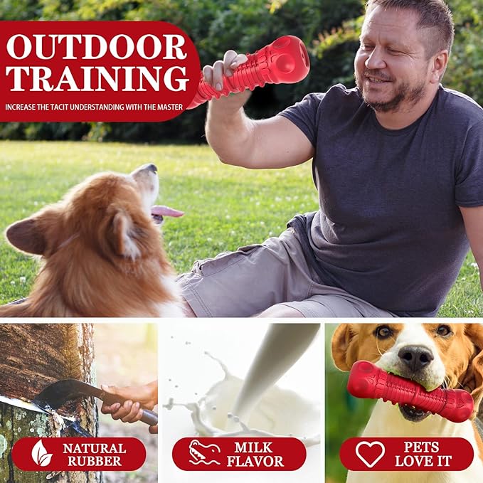 ZIKATON Dog Squeaky Toys for Aggressive Chewers, Durable Chew Toys for Large Medium Breed Dog, Dog Toys, Tough Durable Dogs Toys with Natural Rubber