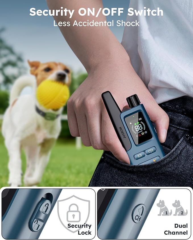 Shock Collar for 2 Dogs - 4200FT Dog Training Collar with Remote IPX7 Waterproof Electric Collar with 4 Training Modes, Security Lock E-Collar for Large Medium Small Breeds(Teal Blue)
