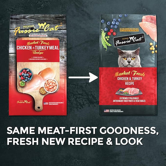 Fussie Cat Market Fresh Chicken & Turkey Recipe, Dry Cat Food, 3.5lb Bag (Pack of 2)