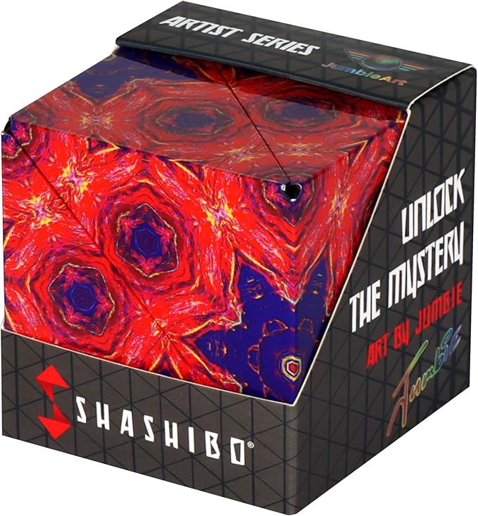 Shashibo Shape Shifting Box - Award-Winning STEM Fidget Toy with Ultra Strong Magnets - Puzzle Cube Transforms Into 100+ Shapes, Perfect Sensory Gift for Kids, Teens, and Adults (Fire Goddess)