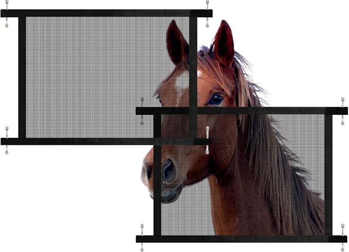 Horse Trailer Window Screen with Hook and Loop, 2 Pack Horse Trailer Accessories to Protect the Horse's Eyes and Ears from Bugs and Debris and Enhances Air Circulation (1) (2 Packs)