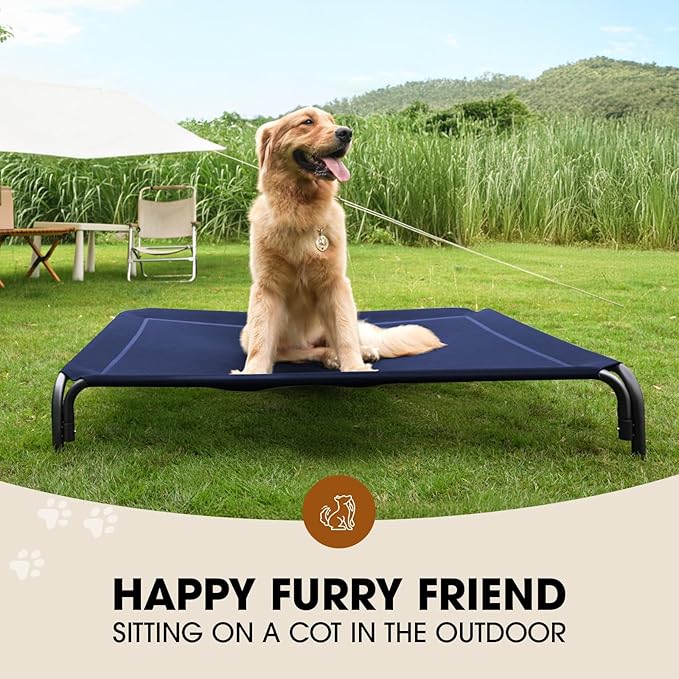 Czpalo Elevated Dog Bed, Raised Outdoor Dog Bed for Extra Large Sized Dogs, Portable Cooling Pet Cot with Breathable & Washable Mesh, Indoor & Outdoor Pet Hammock with Skid-Resistant Feet.
