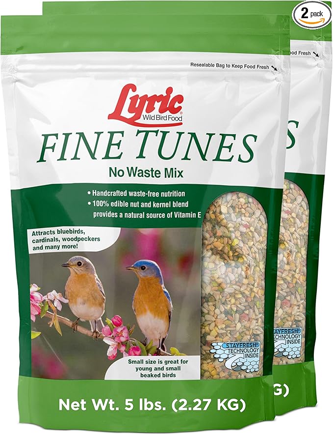 Lyric Fine Tunes Wild Bird Seed - No Waste Bird Food Mix - Attracts Colorful Wild Birds - Perfect for Your Backyard Feeders - 10 lb. (pack of 2 - 5 lb bags)