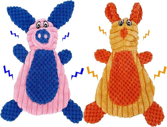 Comtim 2 Pack Durable Dog Chew Toys, Unstuffed Squeaky Dog Toys for Small Dogs and Puppies