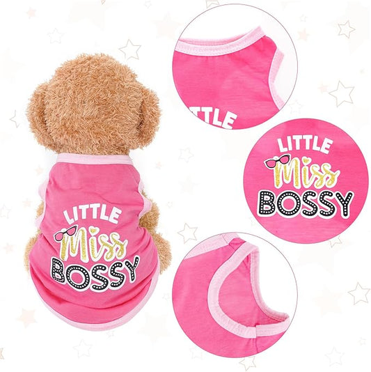 Pistha 4 Pack Dog Shirts Summer Printed Puppy Clothes Cute Sleeveless Pet T Shirts Dog Clothes for Small Medium Dogs Cats Girl(M)