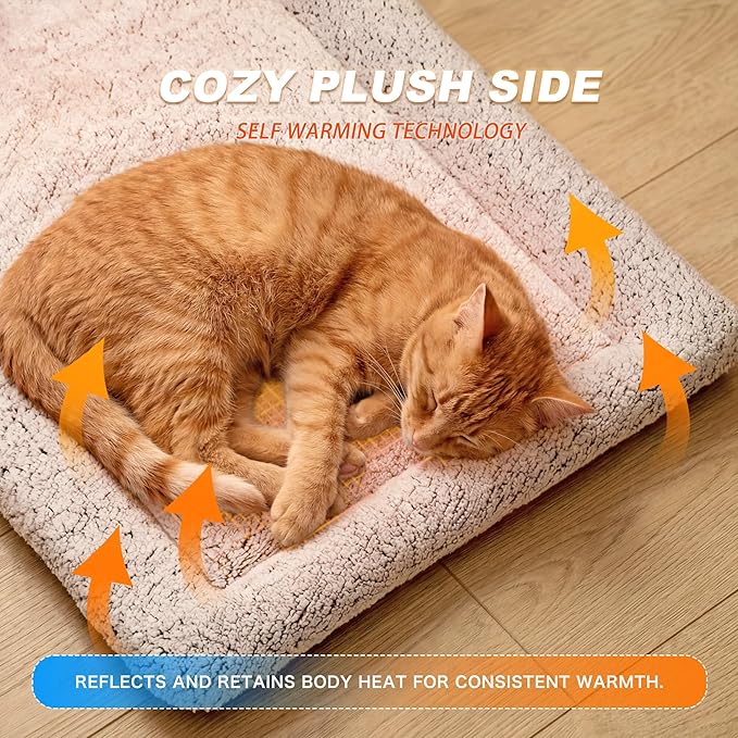 Dog Cooling Mat, Self Warming Cat Bed, Reversible Warm & Cooling Cat Bed, Winter Warm Cat Pad & Summer Cooling Cat Mat for Kittens & Small Dogs, Perfect for Crates, Beds & Sofas, Dark Brown, 18" x 24"