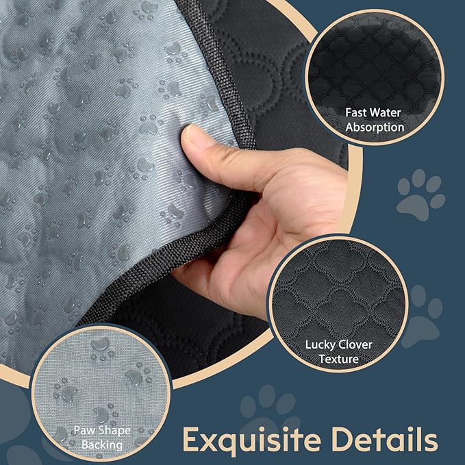 FunFurry Washable Guinea Pig Cage Liner - 4 Pack Reusable Washable Pee Pads，Waterproof Guinea Pig Bedding for Small Animal - Rabbit Bunny Hamster Puppy (Dark Grey, 12" X 12" - 4 Pack)