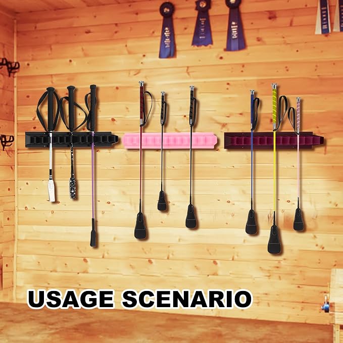 Horse Whip Crop Holder Rack Wall Mounted Bracket Hanger Horse Trailer Accessories for Tack Room (Pink)