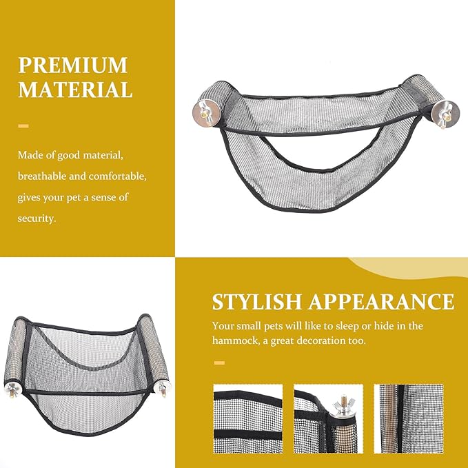 Breathable Ferret Hammock Large Small Pet Cage Accessory for Hamsters Guinea Pigs Sugar Gliders Hedgehogs Comfortable Hanging Hideout with Black Mesh for Summer