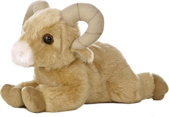 Aurora® Adorable Mini Flopsie™ Big Horn Sheep™ Stuffed Animal - Mini Companions Ready for Playful Adventures - for Kids All Ages, Toddlers, Adults, and Families - Brown 8 Inches