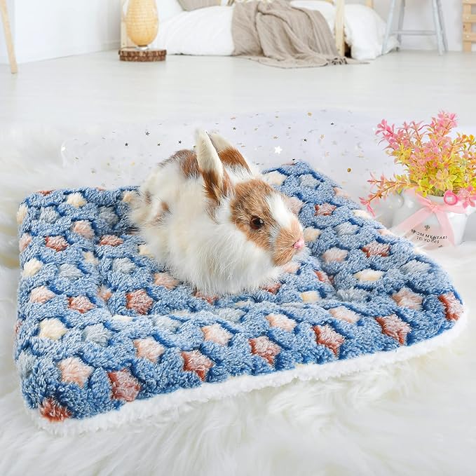 Small Animal Bed Mat, Soft & Warm, Suitable for Guinea Pig, Hamster, Rabbit, Rat and Bearded Dragon (XX-Large(19.7''x15.7''), Star Blue)