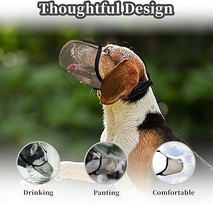Dog Muzzle, Breathable Soft for Extra Small Dogs to Anti & Prevent Barking Biting Chewing, Reflective & Adjustable Basket Muzzle with Air Mesh for Dachshund Brown XS