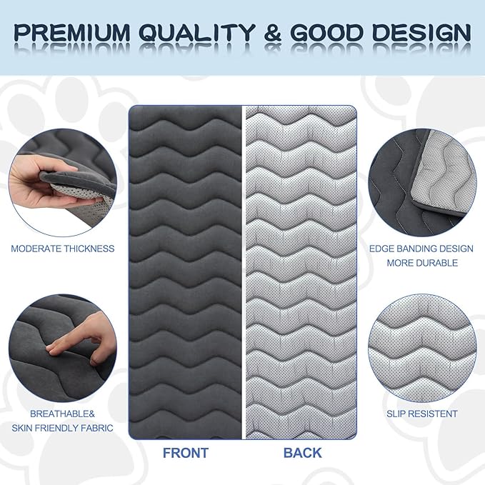 Bubble bear Dog Crate Mat - Upgraded Thick, Ultra Soft, Washable & Anti-Slip Kennel Pad for Small/Medium/Large Dogs, Dark-Hued to Hide Stains (30"x19")