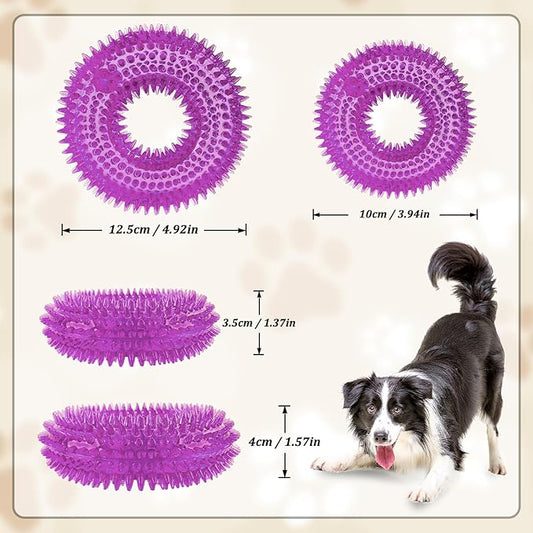 Andiker Squeaky Dog Toy, Safe TPR Chewable Dog Toys for Teeth Grinding&Cleaning Dog Fetch Toys for Enhancing Interactivity Outdoor Suitable for All Dog Sizes Puppy’s and Dogs (Small Purple)