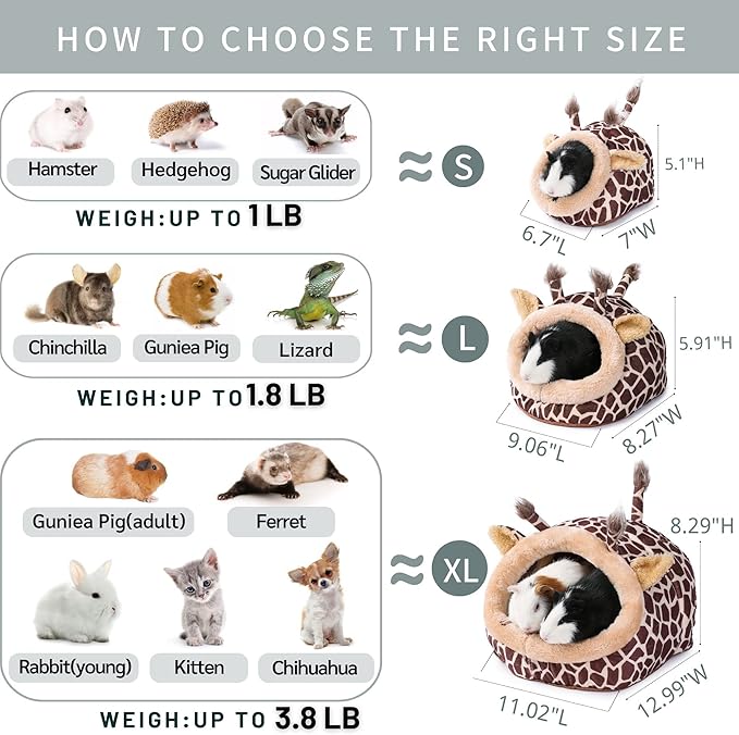 JanYoo Warmer Hedgehog Supplies Toys House Cage Accessories Bed Sleeping Bag (L,Giraffe)