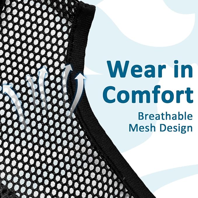 LUCKYPAW Dog Muzzle, Mesh Muzzle for Large Medium Small Dogs, Soft Mouth Guard to Prevent Biting Chewing with Adjustable Head Strap, Perfect for Vet Visit(Black, S)