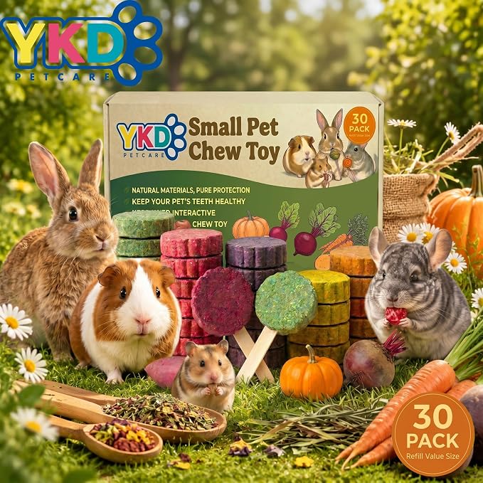 YKD Natural Timothy Hay Cookie Sticks Chew Toys for Teeth | Chew Toy Refill, Bunny Chew Treats for Rabbits, Guinea Pigs, Chinchillas (Multicolour - Mixed)