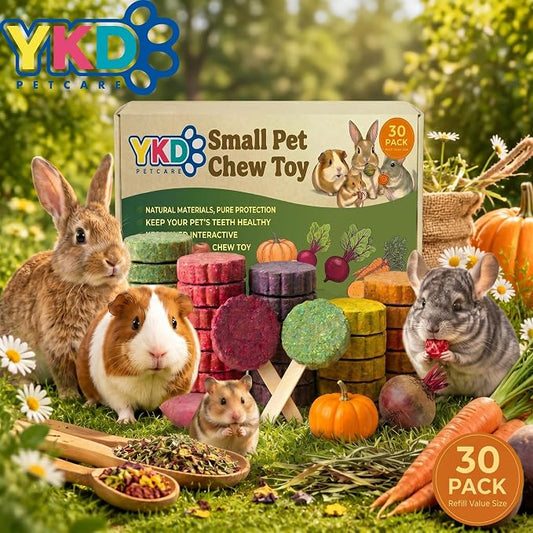 YKD Natural Timothy Hay Cookie Sticks Chew Toys for Teeth | Chew Toy Refill, Bunny Chew Treats for Rabbits, Guinea Pigs, Chinchillas (Multicolour - Mixed)