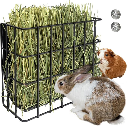 BESNEW Large Rabbit Hay Feeder,Upgraded Metal Guinea Pig Hay Feeder Hay-Leak Proof Bottom,Easy to Install,Bunny Supplies for Rabbit Guinea Pig Chinchilla Small Animals
