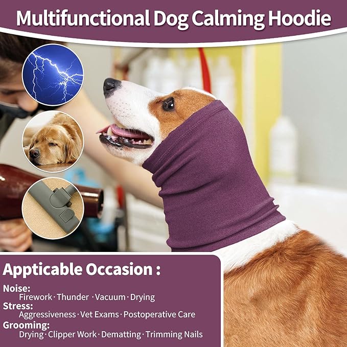 Nanaki Dog Calming Hoodie Ear Wraps for Dogs, Pet Head Protection, Fireworks Ear Muffs Doggy Warp Anxiety Relief, Doggy Hematoma Wrap, Pet Head Cover The Grooming and Force Drying, Fireworks