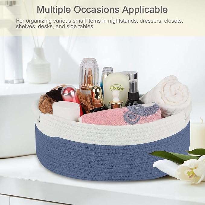 Small Woven Basket with Gift Bags and Ribbons, Empty Baby Gift Baskets for Kids Women Men, Shelf Storage, Small Cat Dog Pet Toy Boxes, 13”x 9”x 5.5”, Folkstone Gray
