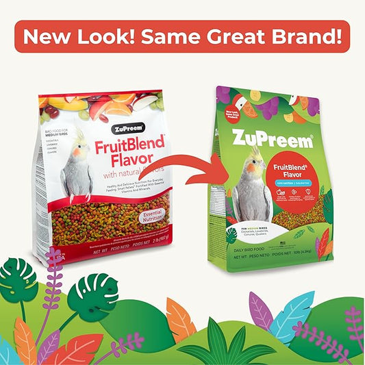 ZuPreem FruitBlend Cockatiel Pellets – Vitamin Fortified Medium Bird Food for Cockatiels, Quakers, Lovebirds & Small Conures – Pellet Diet, 2 lb (Pack of 2)